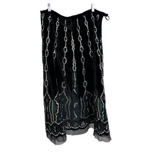 Carole Little Women's A-Line Full Skirt Black Velvet With Silver Sequins Size 16